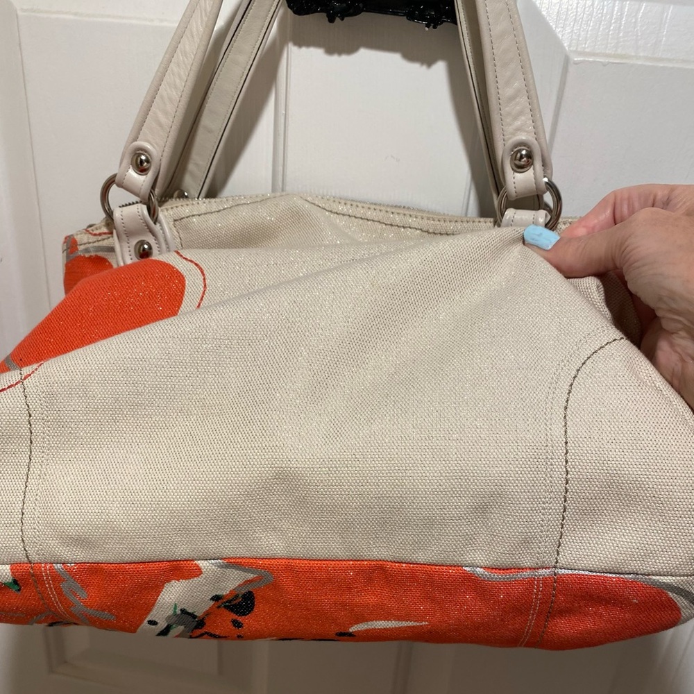 Coach sparkle, Canvas Tote Bag - Orange and Cream - Picture 9 of 10
